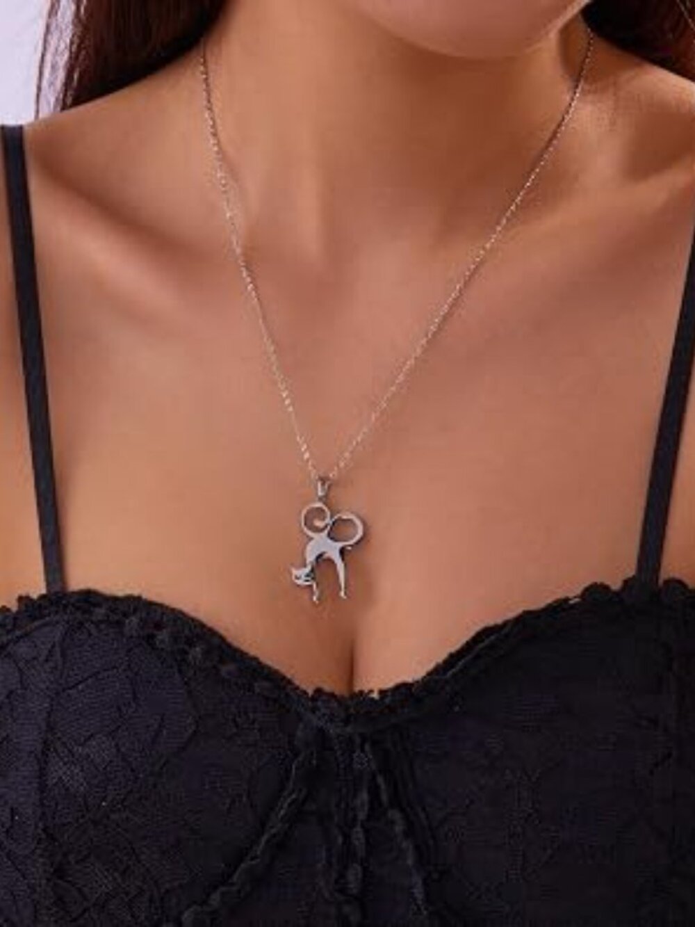 Neiman Marcus Silver Halloween Cat Necklace